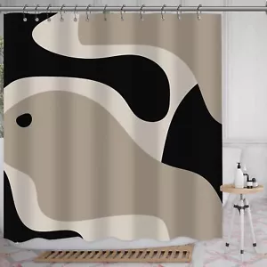 Black and Grey Abstract Shower Curtain Modern Geometric Art Minimalist Curve ... - Picture 1 of 7