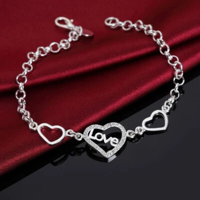 Bracciale Braccialetto Donna in metallo placcato argento 925 - Idea regalo - Immagine 1 di 3
