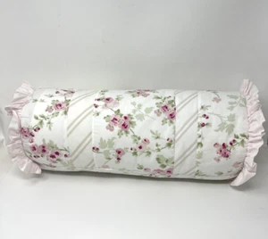 Rachel Simply Shabby Chic Kirschblüten Blumen gestreift Rüschen Nackenrollenkissen - Bild 1 von 12