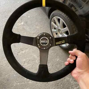 350MM Deep Dish Racing SP Steering Wheel Car Suede Leather JDM Steering Wheel - Picture 1 of 11