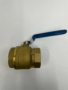 3" Brass Ball Valve - Full Port 600WOG for Water, Oil, Gas, with Blue Handle - Picture 1 of 8