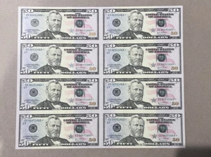 2004 $50 STAR Notes UNCUT Sheet of 8 Uncirculated $400 Face Value (DHJ) - Picture 1 of 5