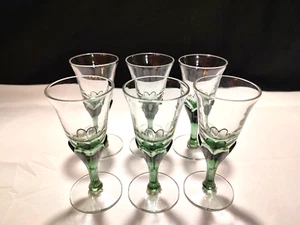 6 Imperial Glasses GREEN Blossom Cordial 3 3/4" Shot Barware Cocktail Stemware - Picture 1 of 8