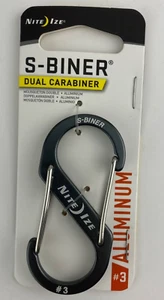 Nite Ize S-Biner Aluminium EDC Dual Karabiner #3 - Schwarz - Posten 3 Packungen Neu in Pkg - Bild 1 von 10