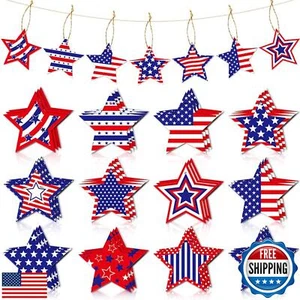 24 Pcs Independence Day Hanging Ornaments Red White Blue Star Ornament with R - Picture 1 of 5