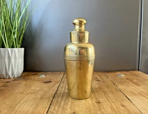 ANTIQUE ART DECO PILL BOTTLE SHAPE COCKTAIL SHAKER BRASS PLATED EPNS BAR CABINET - Picture 1 of 13
