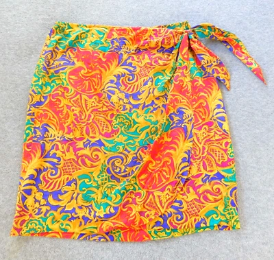 Falda Esquinera Informal De Colección 12 W30 100% Seda Brillante Colorida Fluida Swing Wrap Corbata Foto 1 de 4