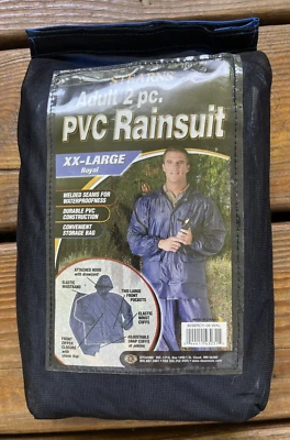 Stearns Adult 2 Piece PVC Rainsuit 2XL Royal Blue - Image 1 of 4