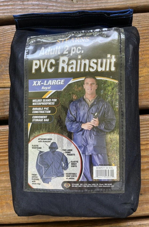 Stearns Adult 2 Piece PVC Rainsuit 2XL Royal Blue - Image 1 of 4