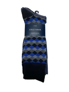 COLE HAAN Men's 3 Pair Multicolor Combed Cotton Crew Socks Sz 7-12 NWT - Picture 1 of 3