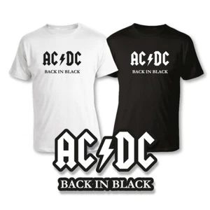 T-SHIRT AC/DC LOGO SCRITTA BACK IN BLACK MUSIC T SHIRT MAGLIA- 100% COTONE - Foto 1 di 2
