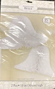 Campanas de panales de tejido blanco Amscan ~ 15" de ancho ~ redondas completas ~ paquete de 2 ~ nuevas - Imagen 1 de 3