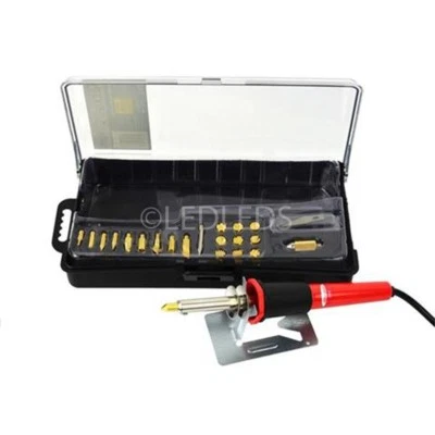 SET PER PIROGRAFIA SU LEGNO 23 PUNTE CUOIO E SUGHERO PIROGRAFO SALDATORE 30WATT - Immagine 1 di 4