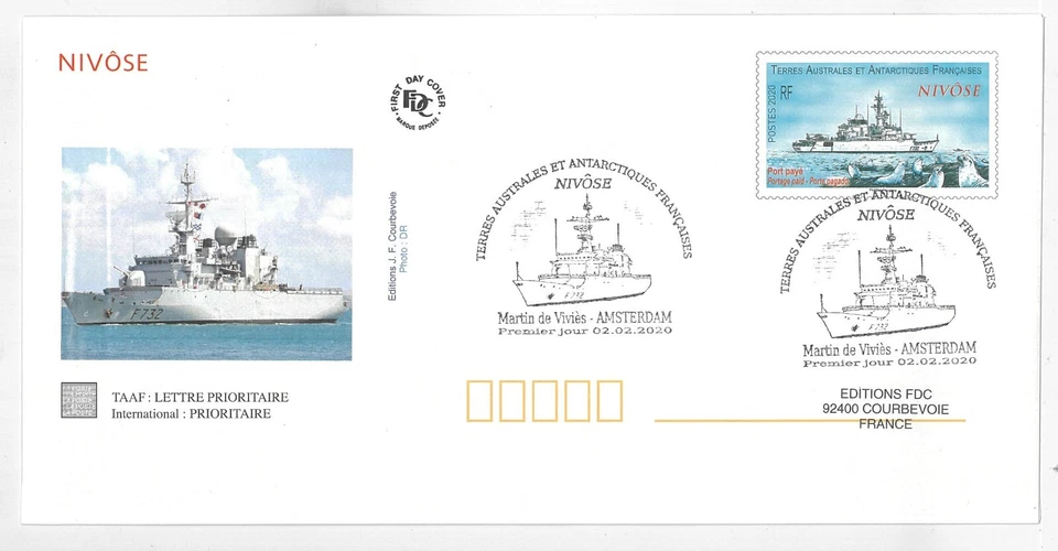 French Antarctic Territory 2020 Research Ship Nivose Pre-Stamped Envelope - Image 1 of 1