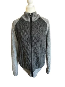 Buffalo David Bitton Mens Cableknit & Faux Sherpa Sweater Jacket Grey Medium  - Picture 1 of 6