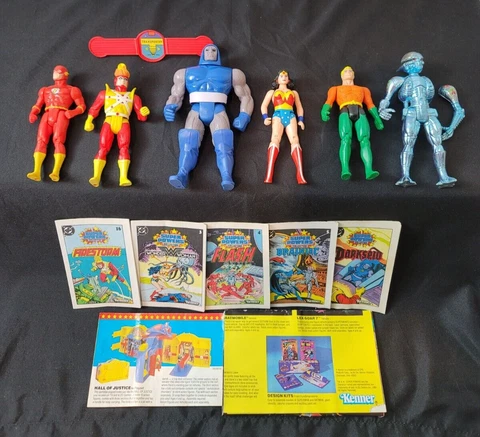 Wonder Woman Brainiac Firestorm + LOT of 6 SUPER POWERS 1984 Kenner w Comic (s) Cover