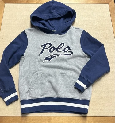 Sudadera con Capucha Vintage Polo Ralph Lauren Script Color Block Talla Juvenil Pequeña Foto 1 de 4