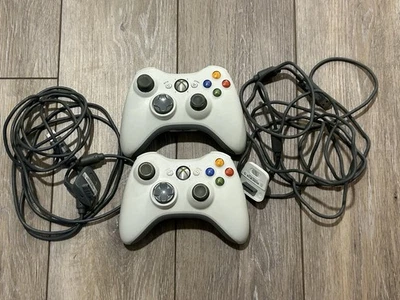 Lot of 2: OEM Microsoft XBOX 360 Controllers - White *TESTED* - Image 1 of 4