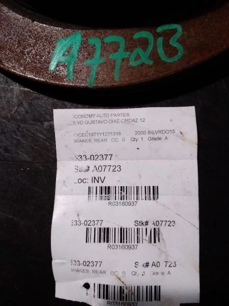 Frenos traseros sin freno de doble cabina Opt JC3 para camioneta Sierra 1500 99-04 3160937 Foto 1 de 4