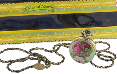 COLLAR RELOJ COLGANTE ROSA MICHAL NEGRO * NUEVO EN CAJA Foto 1 de 4