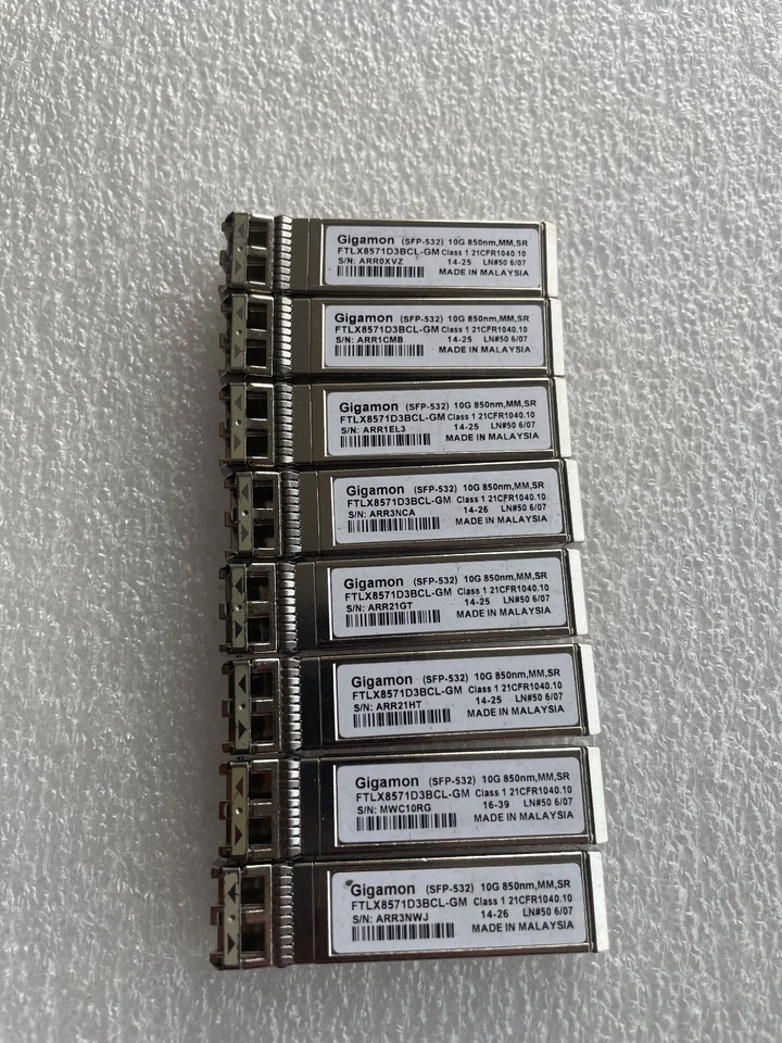 Lot 8x Gigamon FTLX8571D3BCL-GM SFP-532 SFP+ Transceiver Module (SFP-10G-SR ) - Image 1 of 1