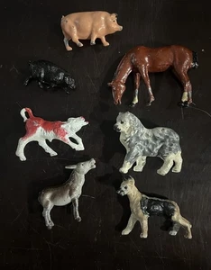 Vintage Metal Lead/Tin Farm Animals - See Photos - Dogs Pigs + - Picture 1 of 13
