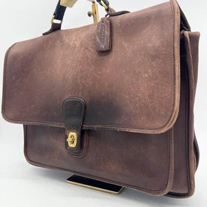 Coach 5180 Vintage Aktentasche Leder Braun Gold Hardware Drehverschluss aus Japan - Bild 1 von 23