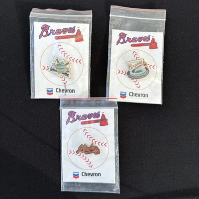 ATLANTA BRAVES Baseball Chevron Commemorative  Series Set Of 3 Pins - Image 1 of 4