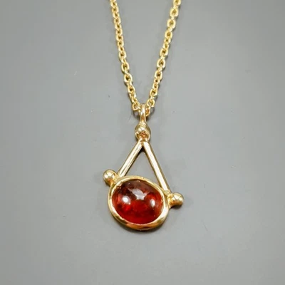 Collar de Hessonita Natural Hecho a Mano Plata de Ley 925 18"/N27317 Foto 1 de 4