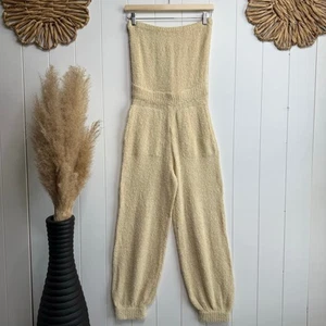 Free People jumpsuit strapless fuzzy terry fleece one piece romper XS - Picture 1 of 8