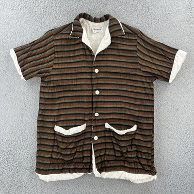 Camisa de playa de colección Marlboro para hombre mediana 15 1/2-16 de felpa forrada con botones años 40 50 Foto 1 de 4