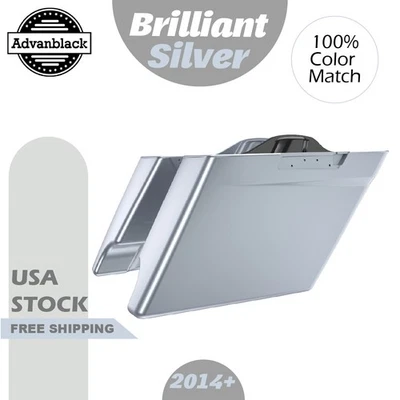 Alforja extendida estirada plateada brillante para Harley Touring 2014+ Foto 1 de 4