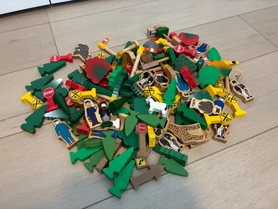 Lote de figuras de madera de personas del ferrocarril signos árboles Thomas The Train Friends BRIO Foto 1 de 4