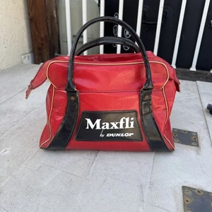 Vintage MAXFLI by DUNLOP Golf Shoe Duffel Sport BAG Black Red - Picture 1 of 10