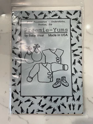 Preemie Bib Booties Undershirt Sewing Pattern Uncut - Image 1 of 3