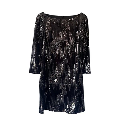 Eliza J Dress Women 10 Black Sequin Velvet Cocktail Evening Sparkly Elegant - Image 1 of 4