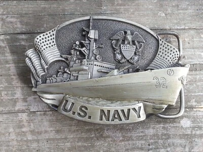 Marina de los Estados Unidos #32 Hebilla de cinturón 1981 Bergamota latón funciona Foto 1 de 3