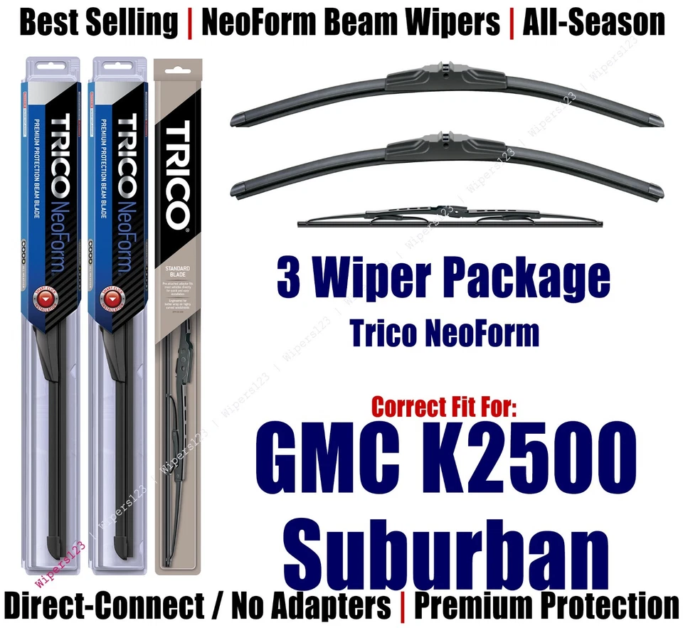 3-Pk Super-Premium NeoForm Wipers fit 1995-99 GMC K2500 Sub 16180x2/30130 Foto 1 de 1
