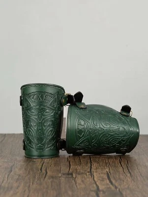 Medieval Cosplay PU Leather Armor Arm Warmers Strap Bracers Viking Pirate - Image 1 of 2