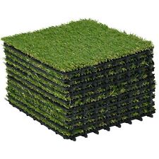 Kunstrasen 10 Stücke Rasenteppich 30 x 30 cm Grasmatte künstlicher Rasen Grün