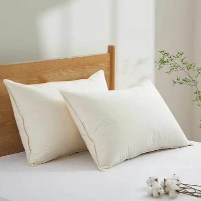 2 Pack  75% Down Bed Pillows+ 100% Organic Cotton Shell, King or Queen Pillows - Image 1 of 4