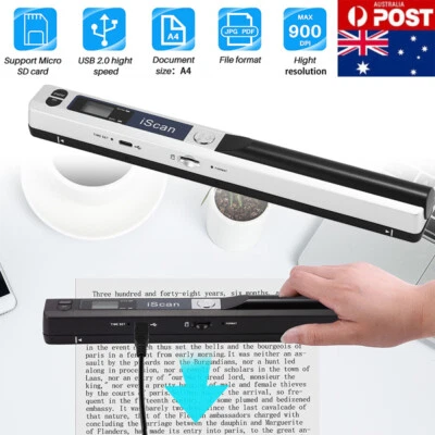 Mini Portable Handheld Document Photo Scanner A4 Book JPG PDF Handy Scan 900 DPI - image 1 of 4