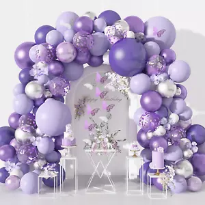144Pcs Purple Balloons Garland Arch Kit for Butterfly Baby Shower Decorations fo - Picture 1 of 12