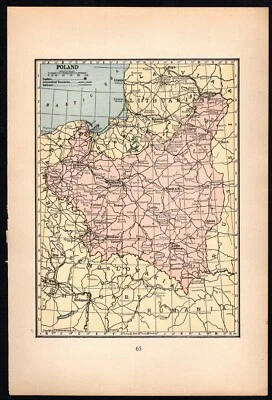 Mapa a dos caras 1933 Polonia, Danzig y los Estados bálticos: Estonia, Letonia, Lituania Foto 1 de 4