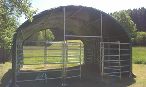 Außenklimastall Unterstand Weidezelt Überdachung Weidehütte 6x6m Rundbogenhalle - Bild 1 von 12