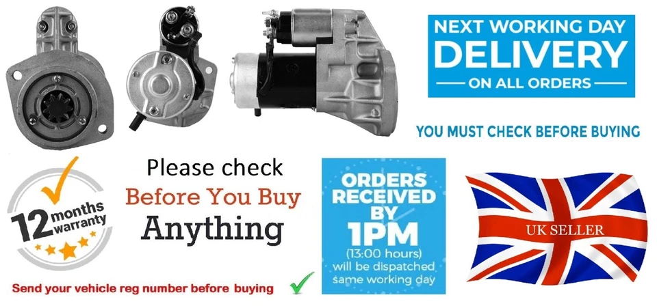 Motor Arranque para Nissan Cabstar Terrano R20 Urvan D21 2.3 2.5 2.7 Diesel - Nuevo Foto 1 de 4