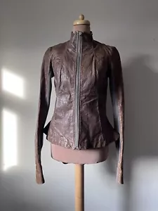 Rick Owens Brown Leather Zip Up Fitted Jacket | Vintage 2000s - Picture 1 of 12