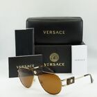 Versace Ve2252 147073 Gold/Dark Brown 63-12-145 Sunglasses New Authentic