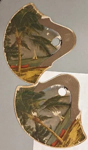 Lot of 2 Antique Funeral Home Fans (1941) Tropical scene - reinforced - Picture 1 of 2