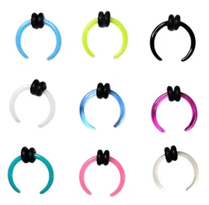 Acrylic Colourful Body Piercing Septum Stretcher Ear Taper Bull Pincher Ring 16g - Picture 1 of 12